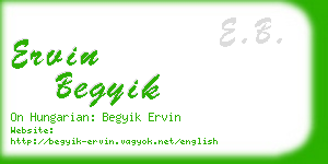 ervin begyik business card